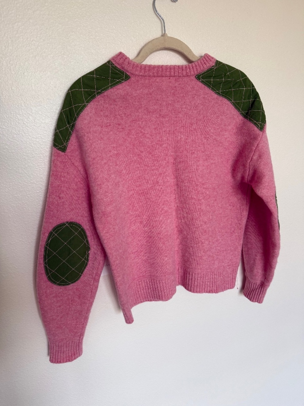 Boden Quilted Patch Jumper in Old Rose Pink